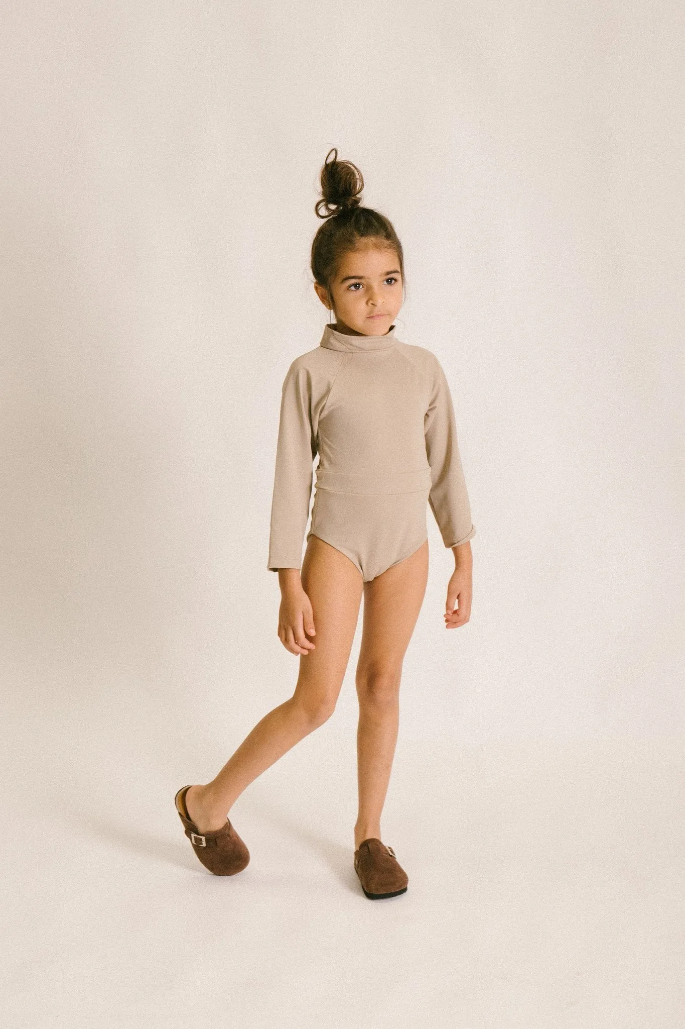 June Girls Long Sleeve One Piece - Sand