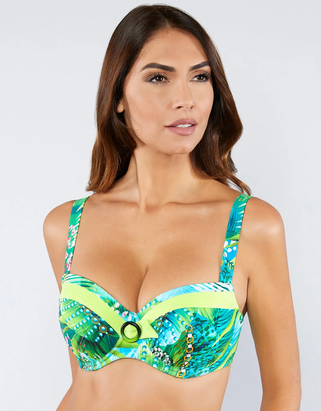 Jungle Balcony Bikini Top - Green