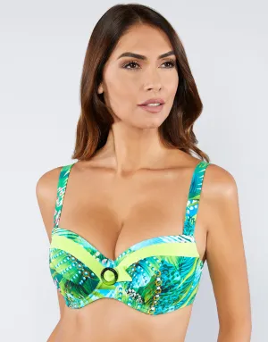 Jungle Balcony Bikini Top - Green