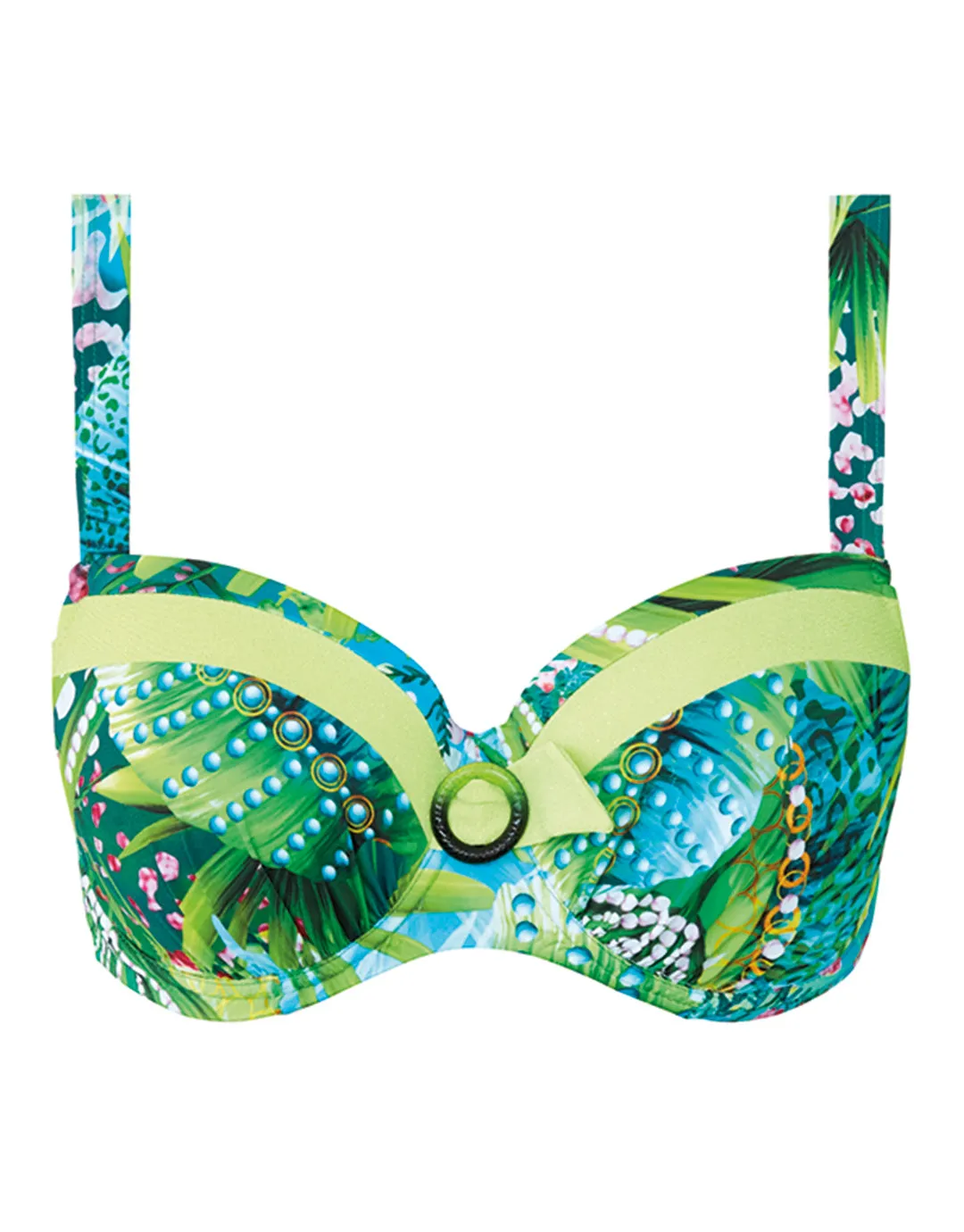 Jungle Balcony Bikini Top - Green
