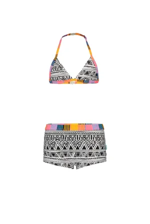 Just Beach Girls black/white tiki ao bikini with shorts