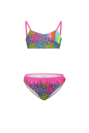 Just Beach Girls boho lemon bikini with fringe details on pants