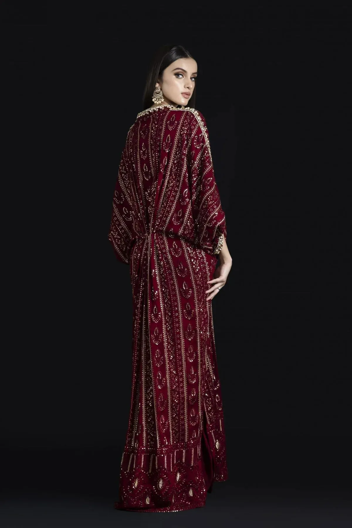 Kaftans - Kf-15392-Maroon