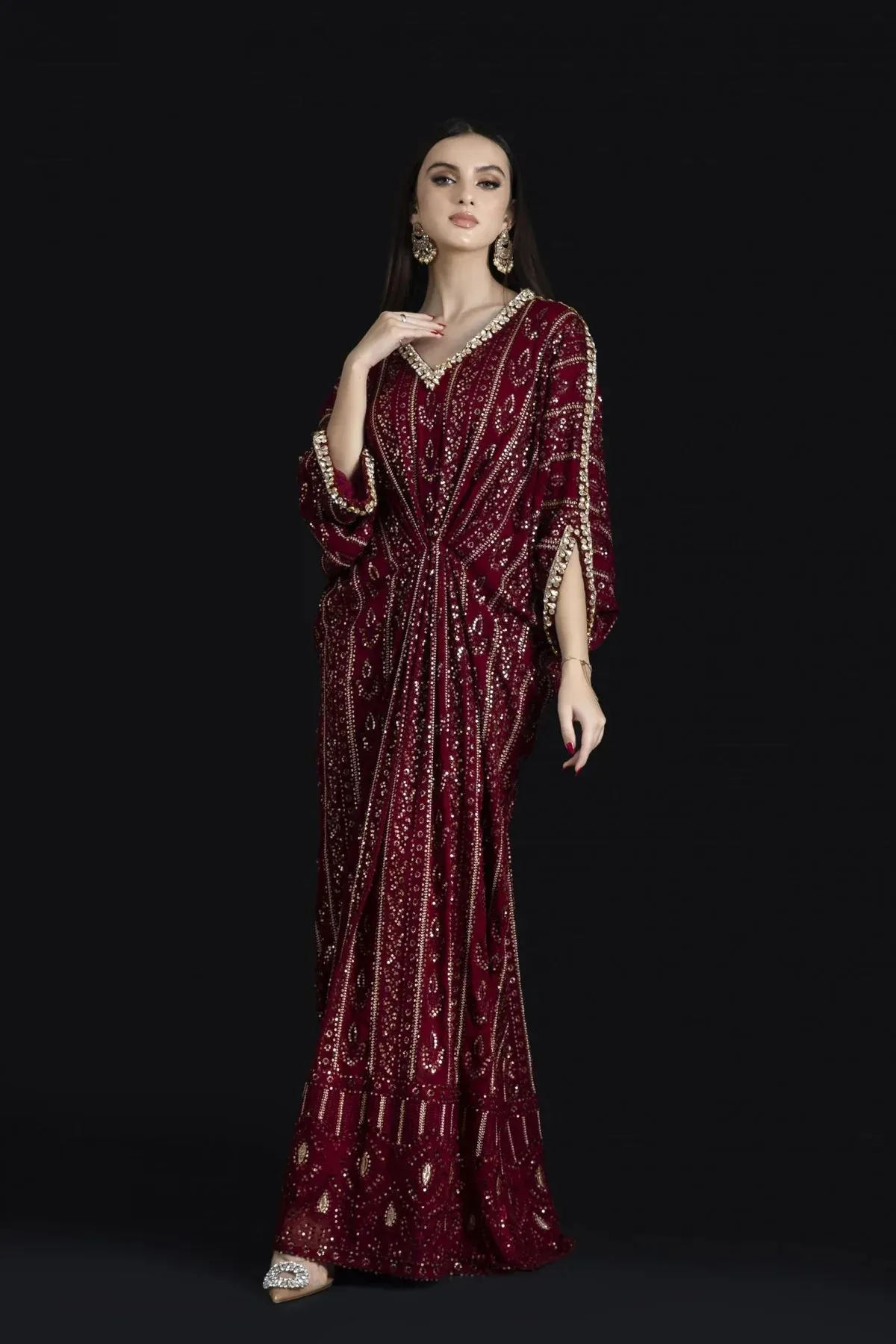 Kaftans - Kf-15392-Maroon