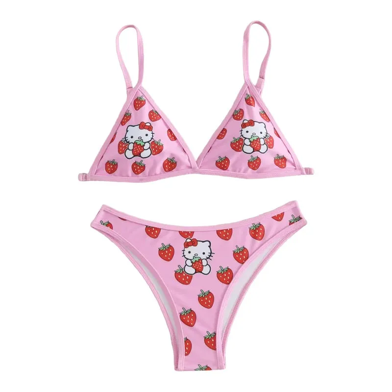 Kawaii Hello Kitty Strawberry Bikinis