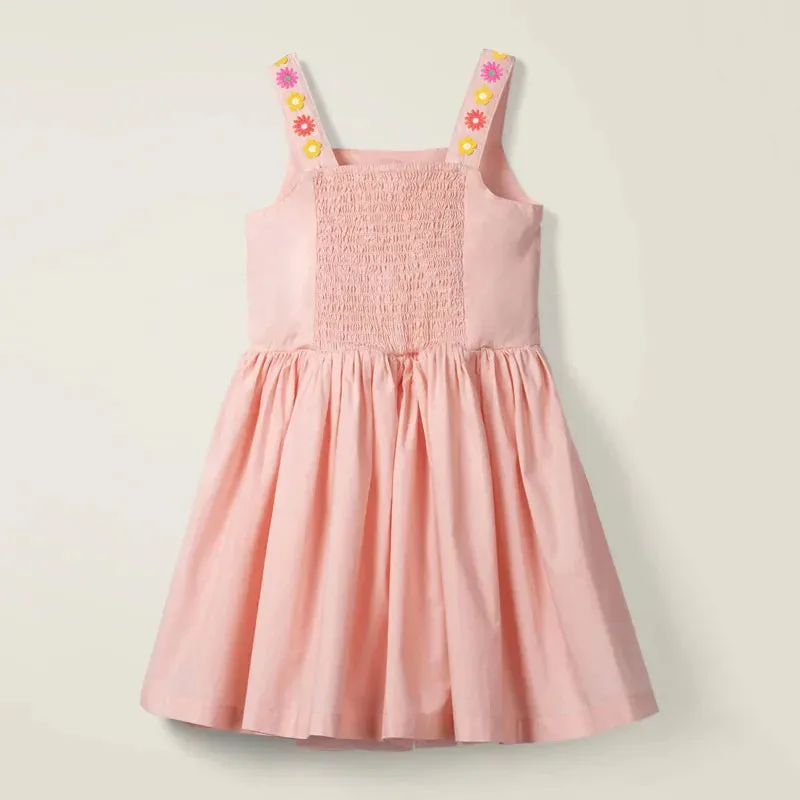Kids Girls Floral Embroidery Summer Beach Dresses