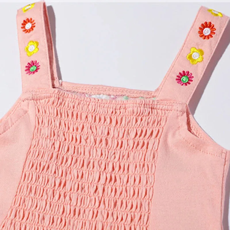 Kids Girls Floral Embroidery Summer Beach Dresses
