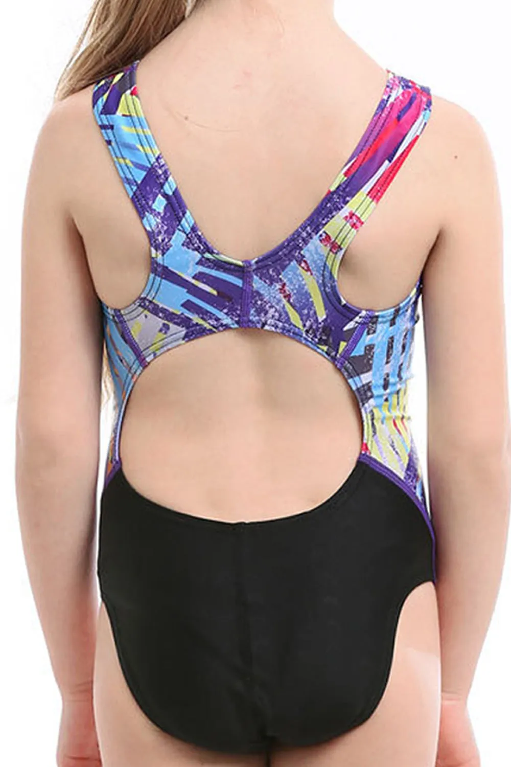 Kids Girls Printed Round Neck Soft Touch One Piece Swimwear-KGSW96787