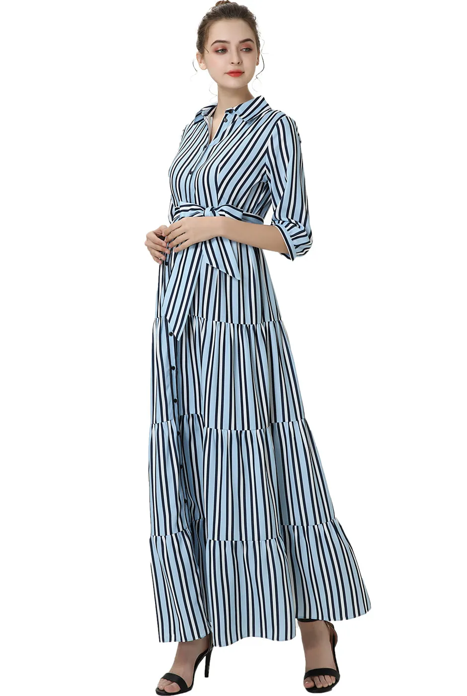 Kimi   Kai Maternity "Ruby" Nursing Maxi Shirt Dress