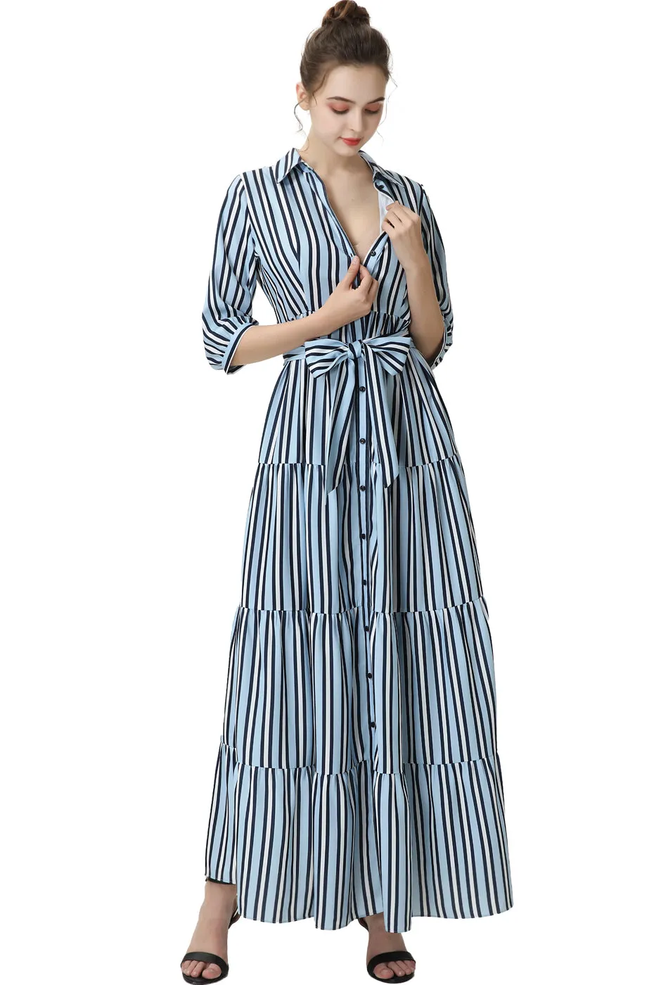 Kimi   Kai Maternity "Ruby" Nursing Maxi Shirt Dress