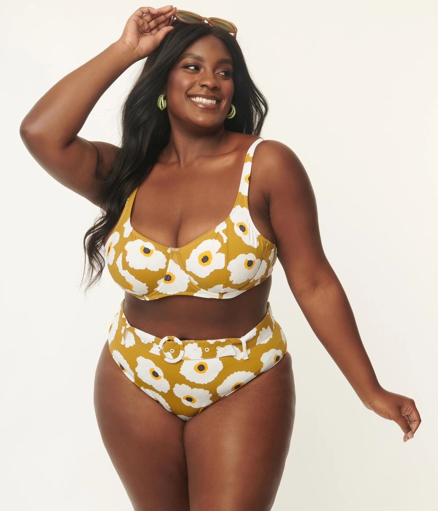 Kingdom & State Plus Size Olive & White Poppy Swim Top