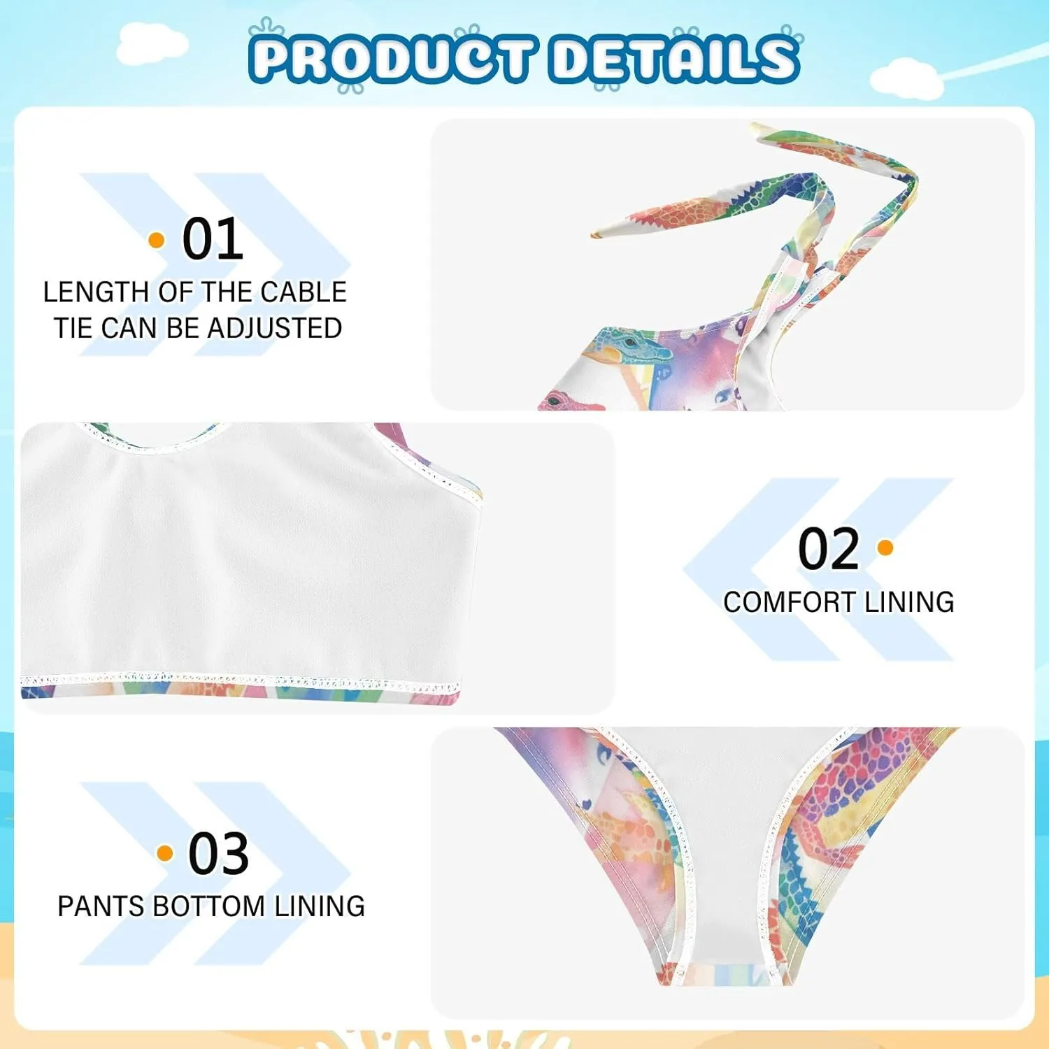 KLL Watercolor Crocodiles Girls Two Piece Bikini Sets Quick-Dry Beach Swimwear Swimwear
