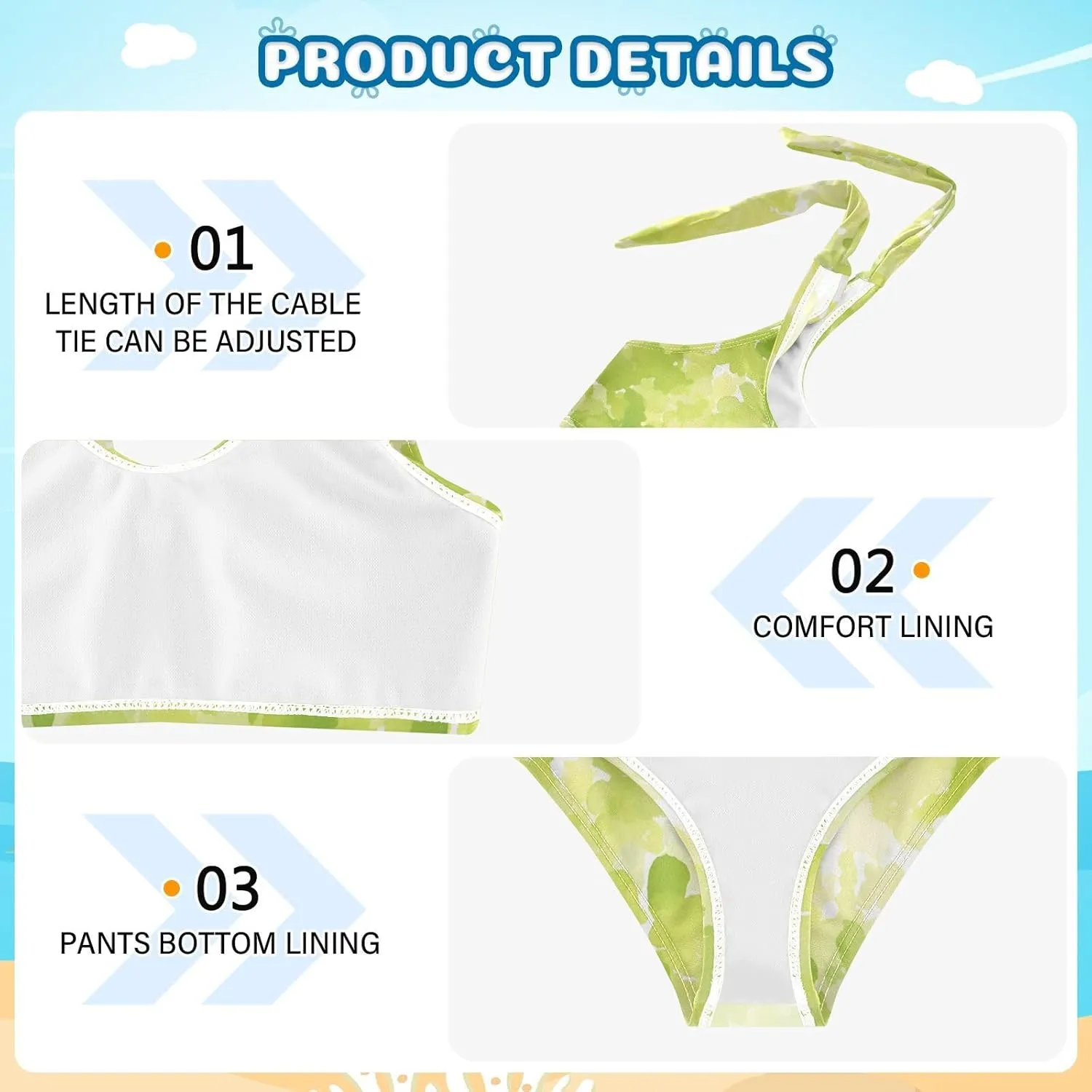 KLL Watercolor Girls' 2 Piece Bikini Sets Quick-Dry Swimming Swimwear Swimwear