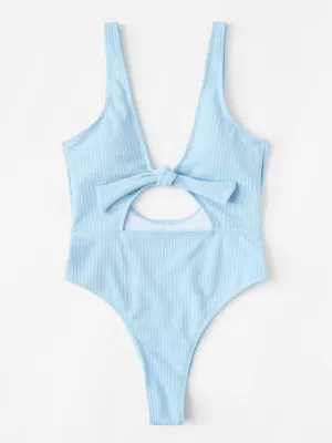 Knot Front Cut Out Swimsuit