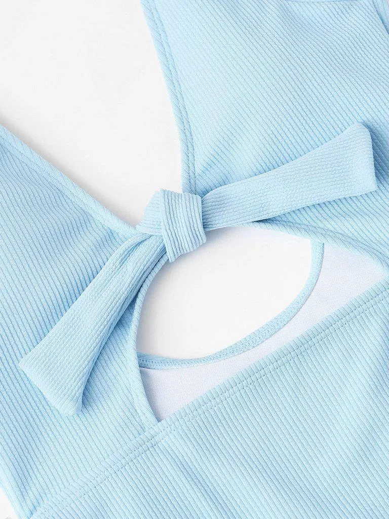 Knot Front Cut Out Swimsuit