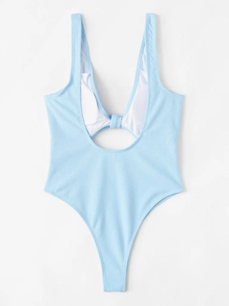 Knot Front Cut Out Swimsuit