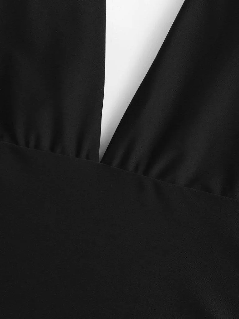Knot Shoulder Plunging Neck Swimsuit