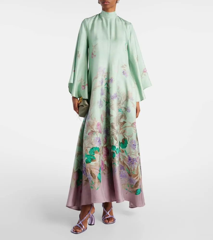 La DoubleJ Magnifico floral silk twill maxi dress