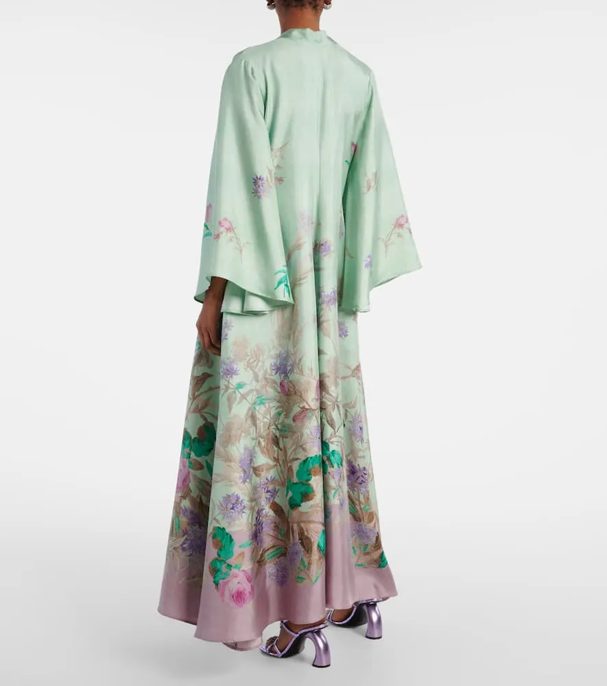 La DoubleJ Magnifico floral silk twill maxi dress
