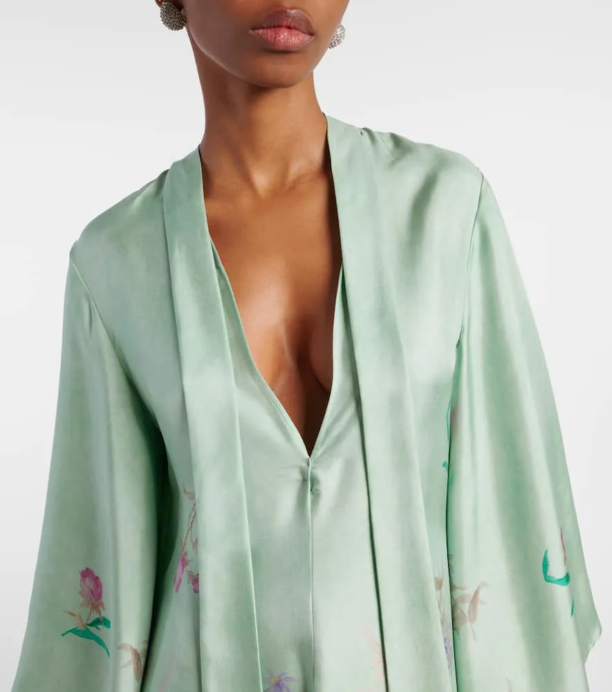 La DoubleJ Magnifico floral silk twill maxi dress