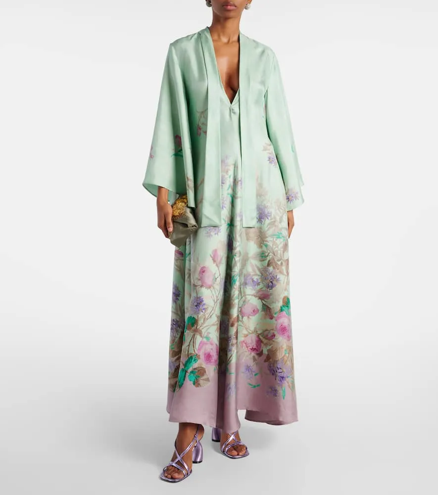 La DoubleJ Magnifico floral silk twill maxi dress