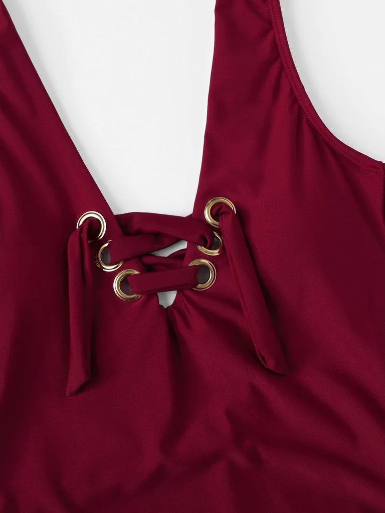 Lace-Up Swimsuit