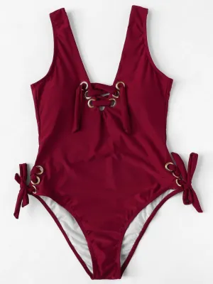 Lace-Up Swimsuit