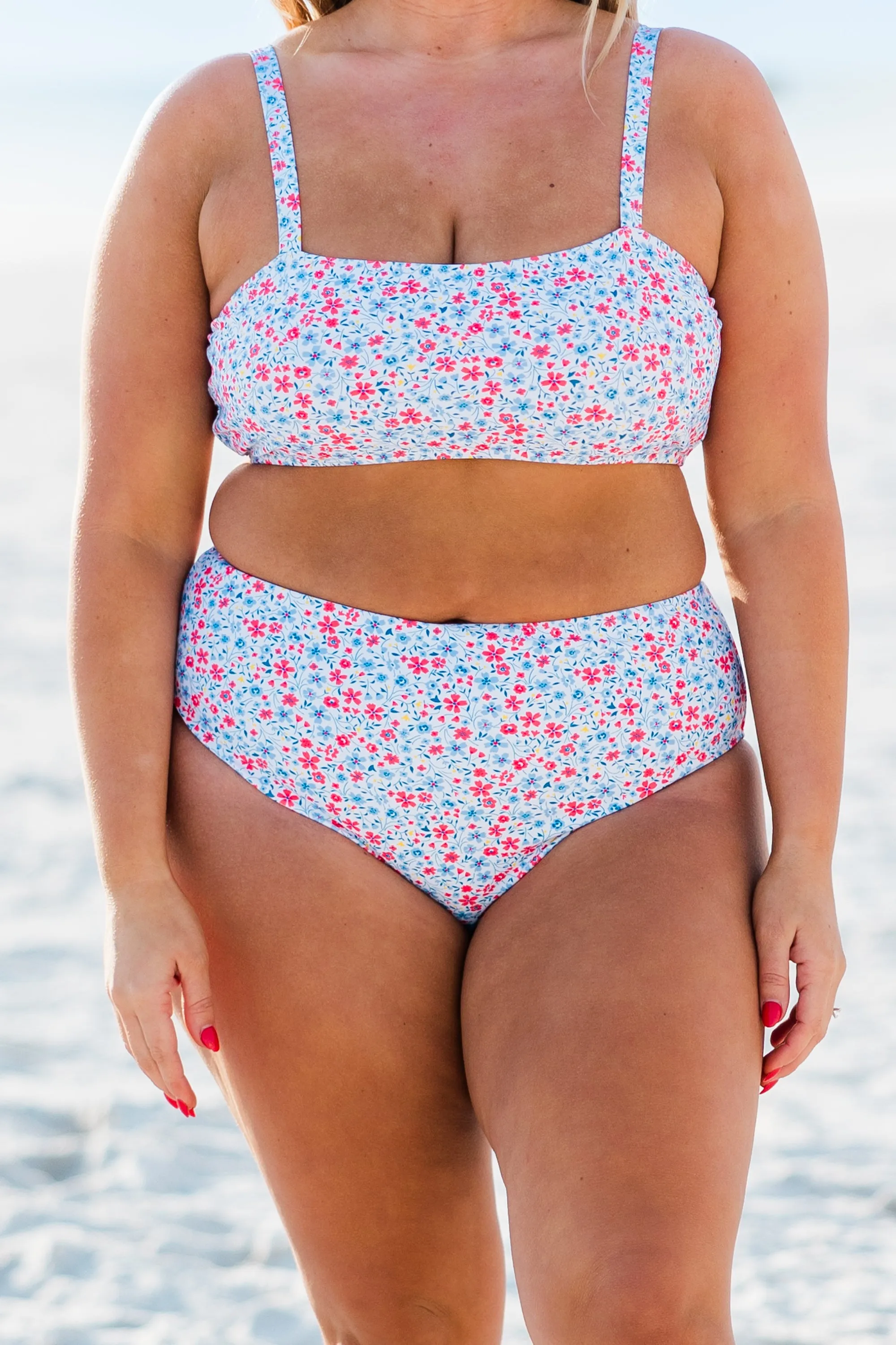 Lakeside Lover Swim Top, White Floral