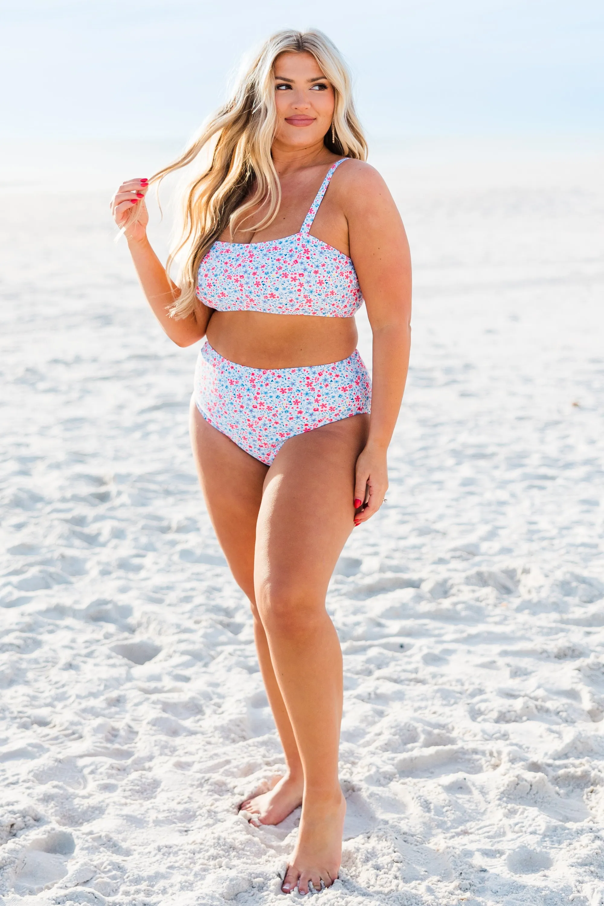 Lakeside Lover Swim Top, White Floral
