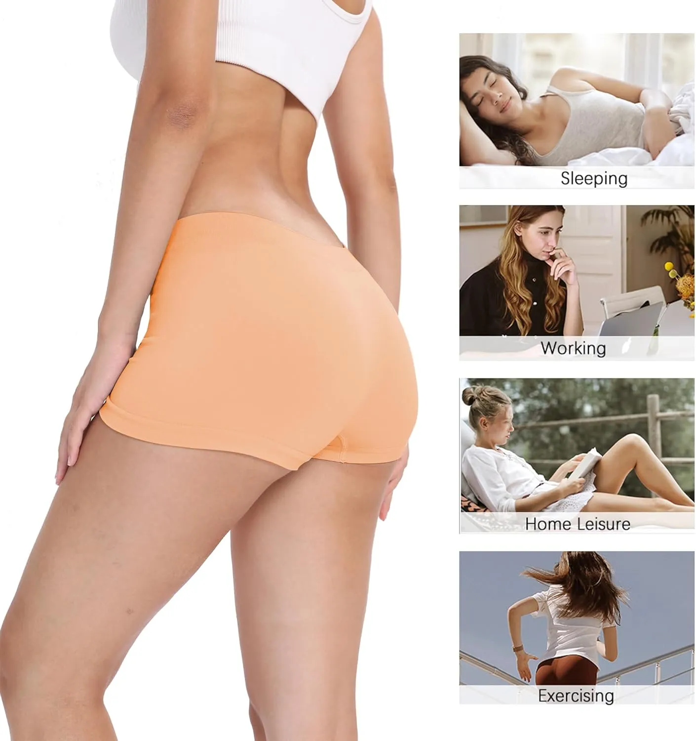 LALESTE Womens Seamless Underwear Boyshort Ladies Panties Spandex Panty Workout Boxer briefs 5-Pack