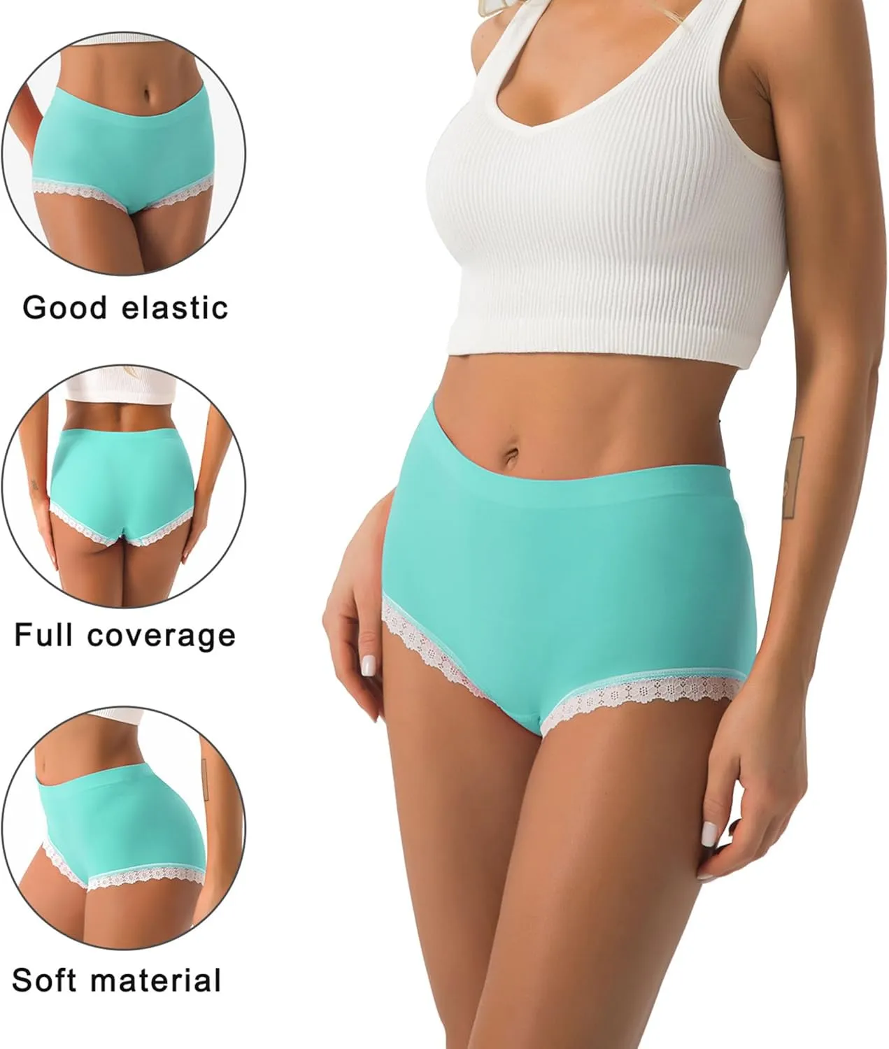 LALESTE Womens Seamless Underwear Boyshort Ladies Panties Spandex Panty Workout Boxer briefs 5-Pack