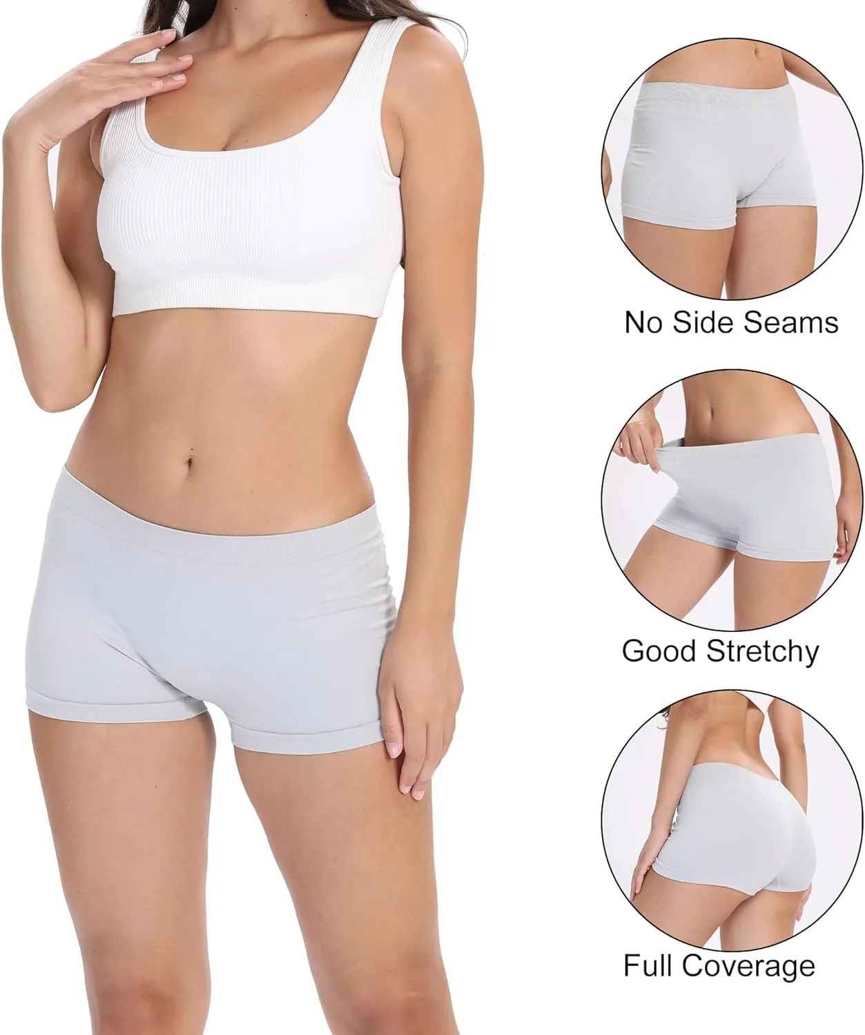 LALESTE Womens Seamless Underwear Boyshort Ladies Panties Spandex Panty Workout Boxer briefs 5-Pack