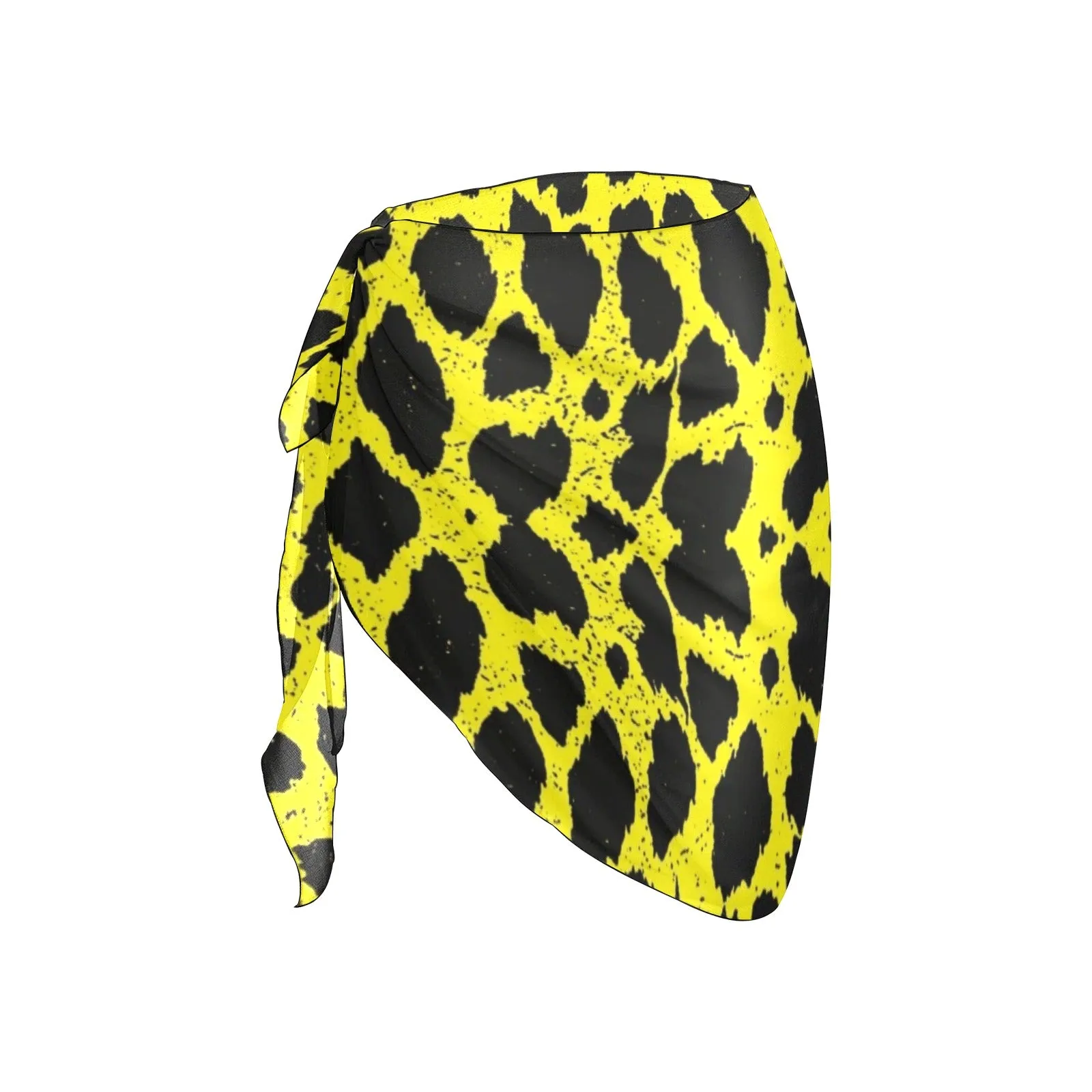Lemon Leopard Short Chiffon Sarong Wrap up to 5 XL (FWS)