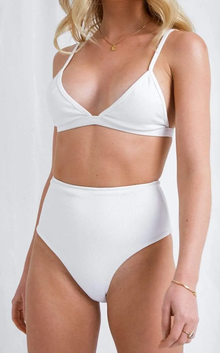 Leola High Waisted Bikini Bottoms - White