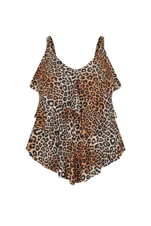 Leopard 3 Tier Tankini Top | Sustainable Swimwear