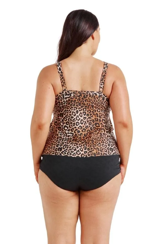 Leopard 3 Tier Tankini Top | Sustainable Swimwear
