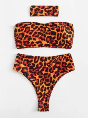 Leopard Bikini Set With Choker