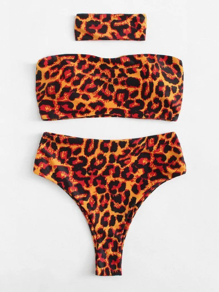 Leopard Bikini Set With Choker