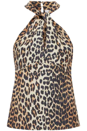 leopard print satin top for W0323 LEOPARD