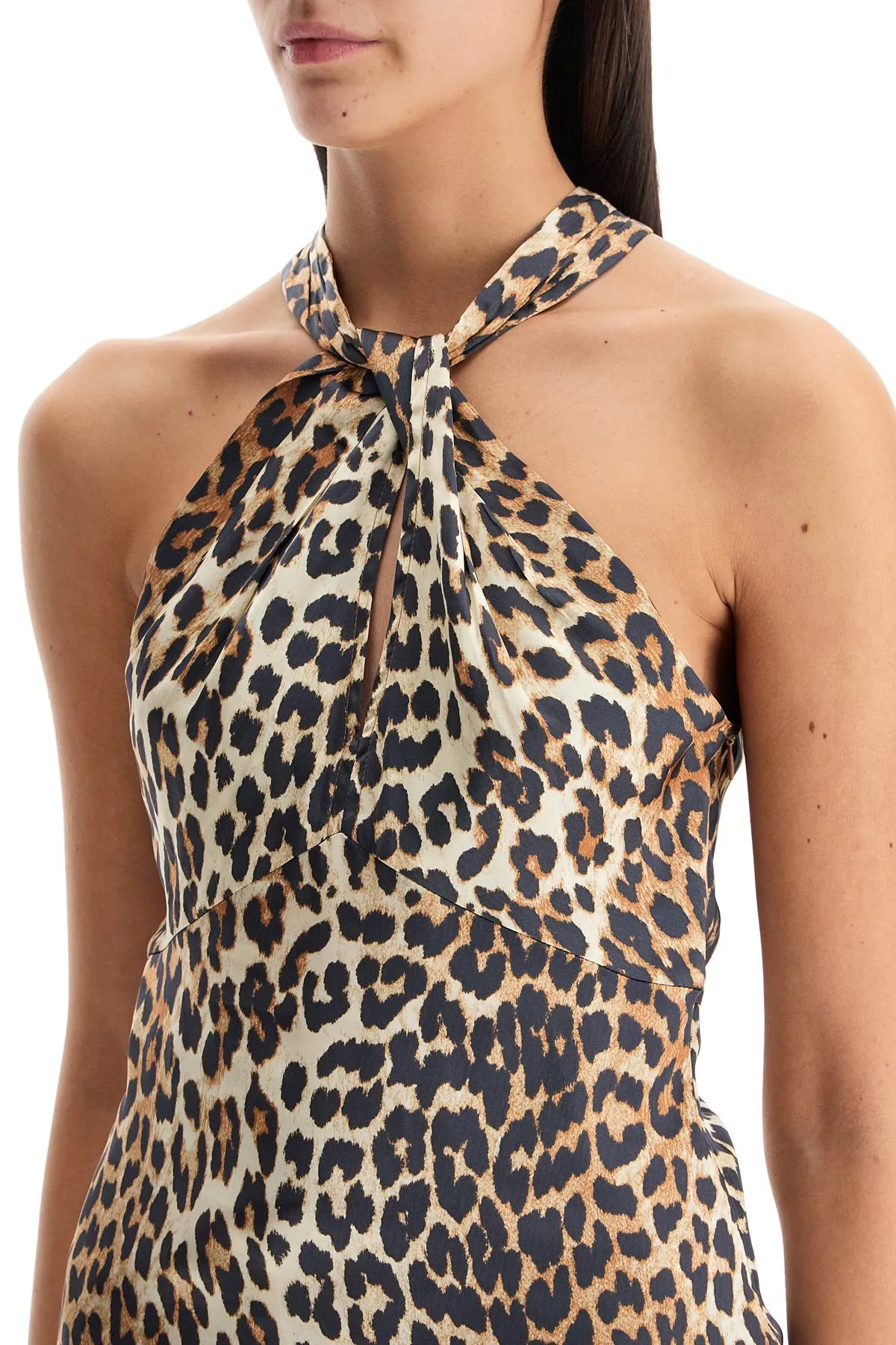 leopard print satin top for W0323 LEOPARD