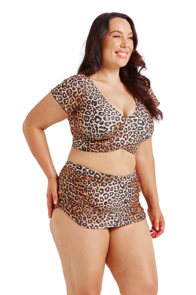 Leopard Retro Skirted Bikini Bottoms | Sustainable Swimwear
