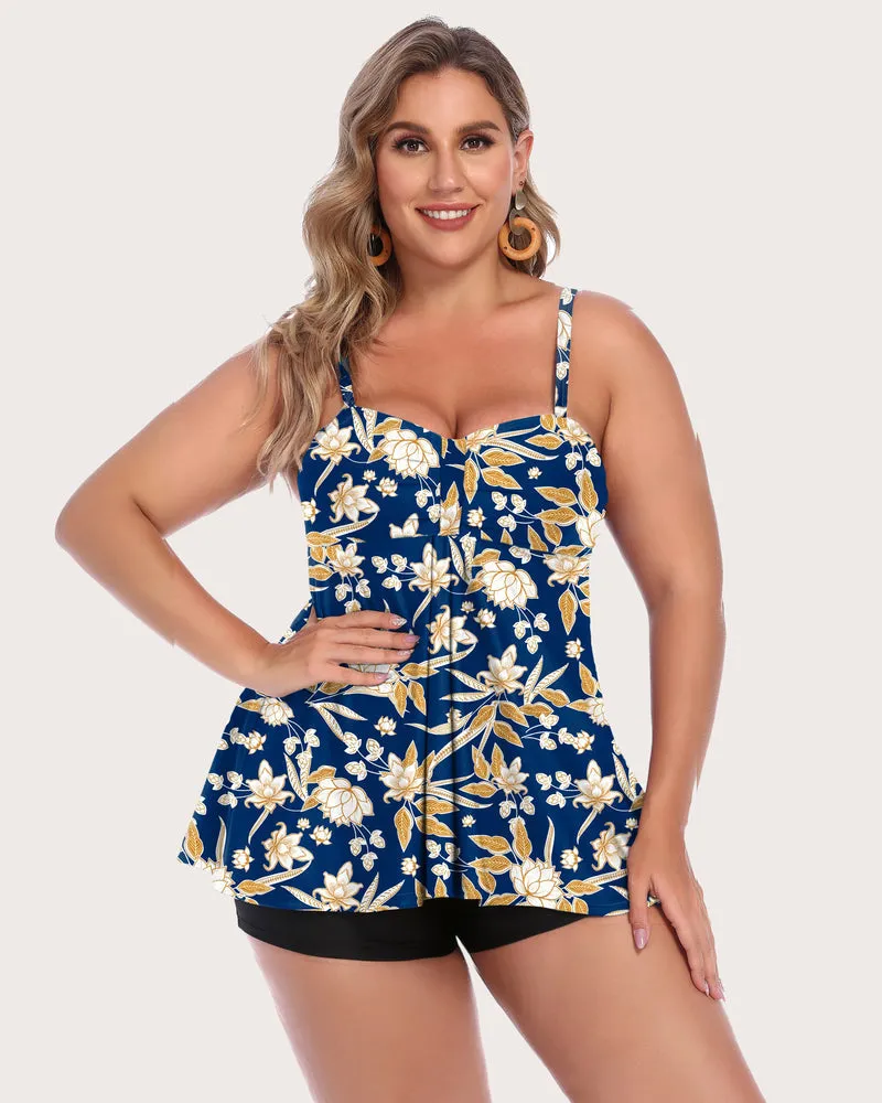 Leopard Tankini Set Swimsuits with Shorts