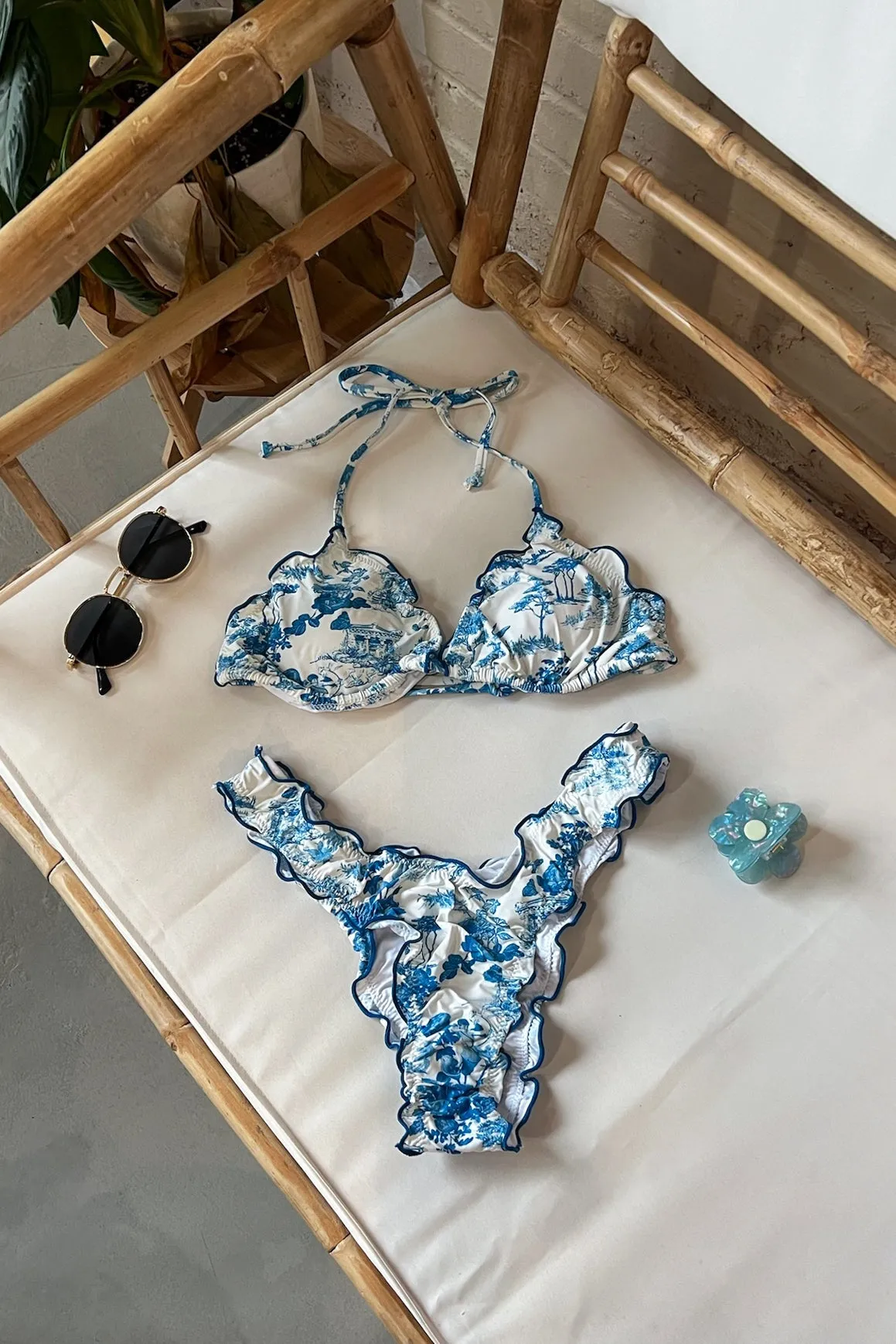 Lettuce Edge Bikini Bottom in Blue