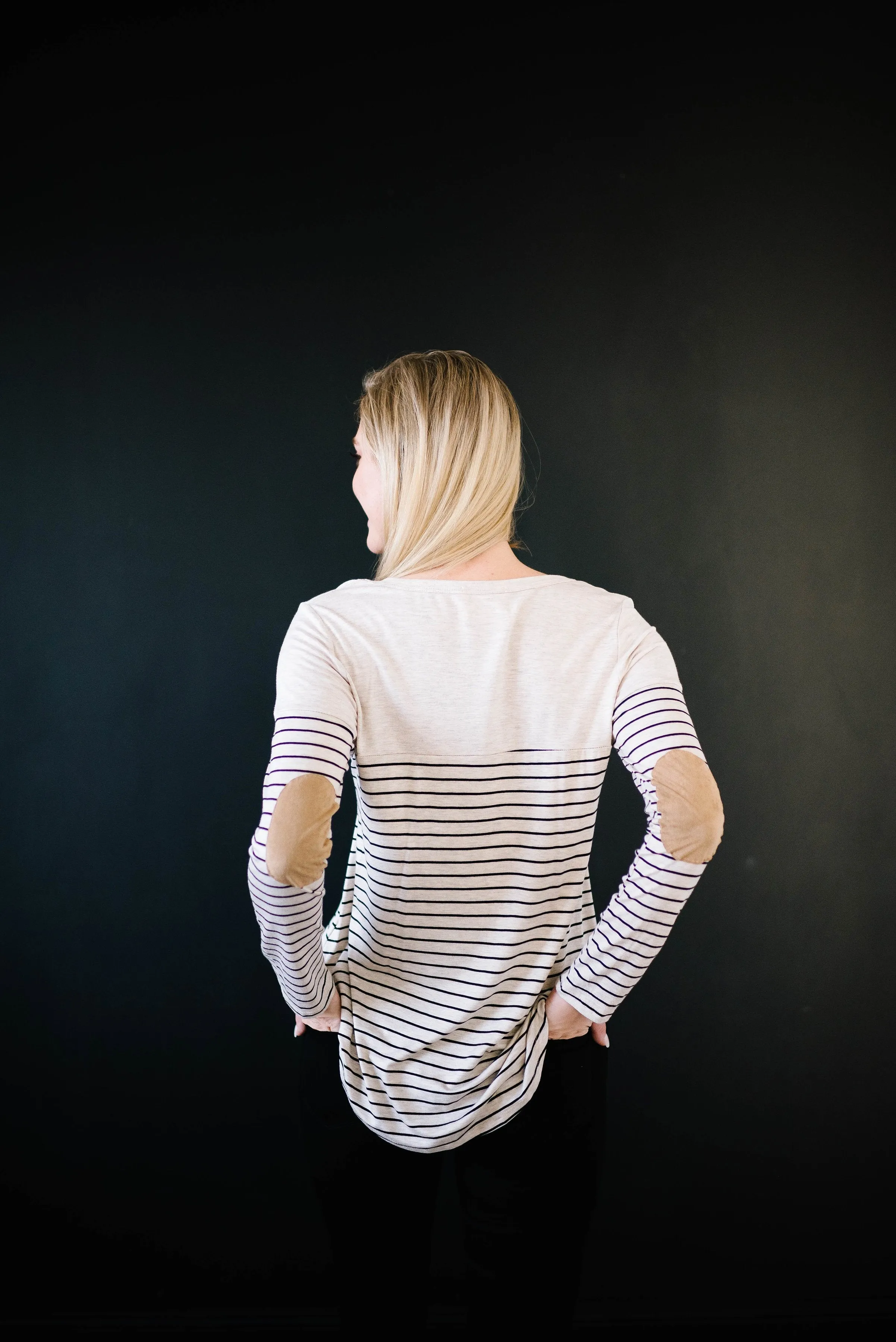 Lincoln Long Sleeve Top in Black & Oatmeal