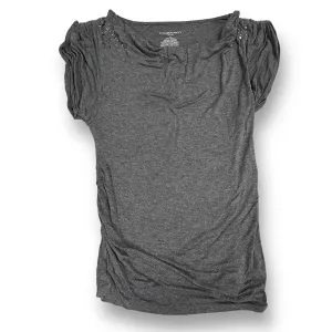 Liz Lange Size S Dark Gray Embellished Short Sleeve Maternity Top