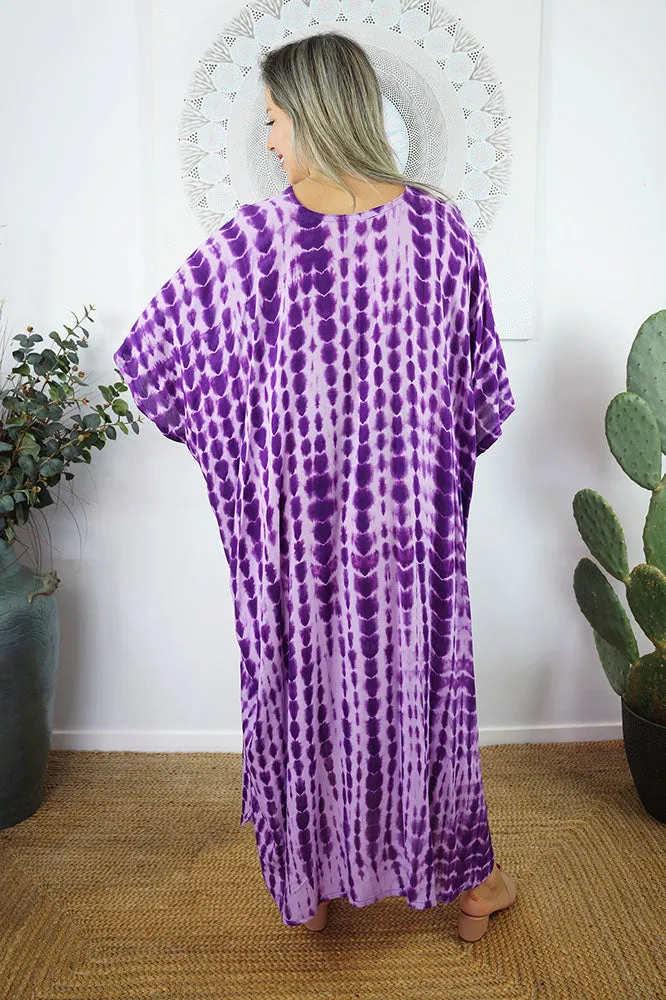 Long Kaftan "Crackle" Tie Dye