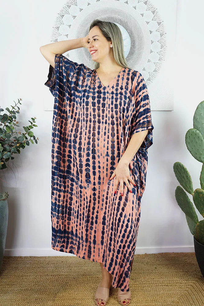 Long Kaftan "Crackle" Tie Dye