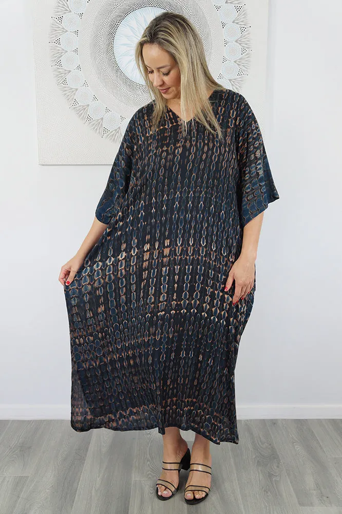 Long Kaftan "Crackle" Tie Dye