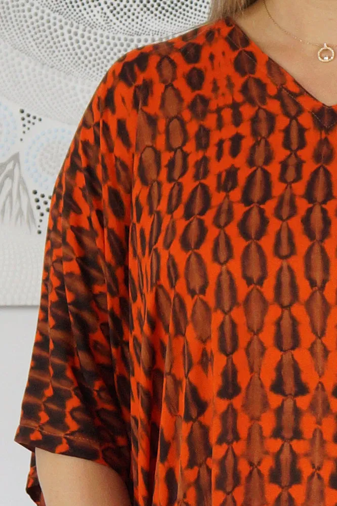 Long Kaftan "Crackle" Tie Dye
