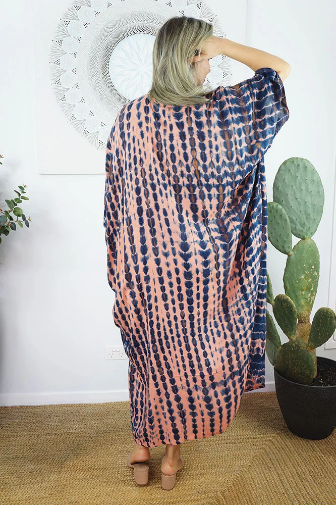 Long Kaftan "Crackle" Tie Dye